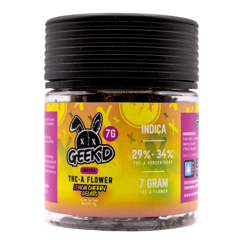 Buy Lemon Cherry Gelato Indica Geek’d 7G THCA Flower