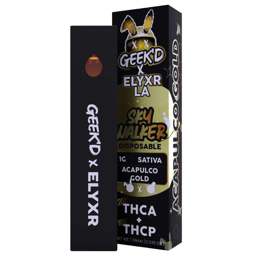 GEEK’D X ELYXR LA, THCA+THCP 1-GRAM DISPOSABLE, ACAPULCO GOLD SATIVA