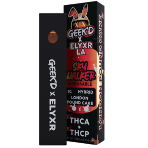 GEEK’D X ELYXR LA,THCA+THCP 1-GRAM DISPOSABLE, LONDON POUND CAKE